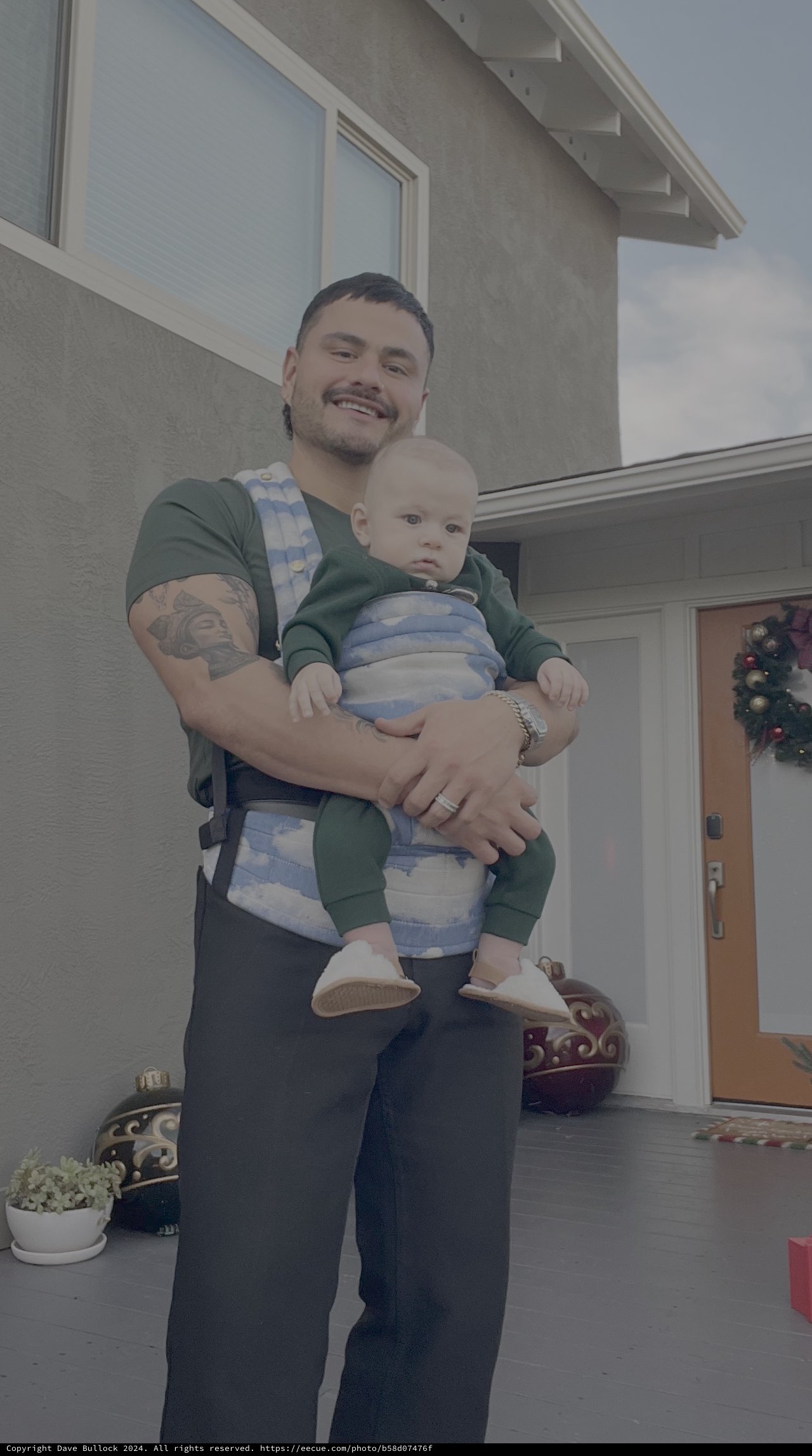 Father and Baby Holiday Portrait at Home