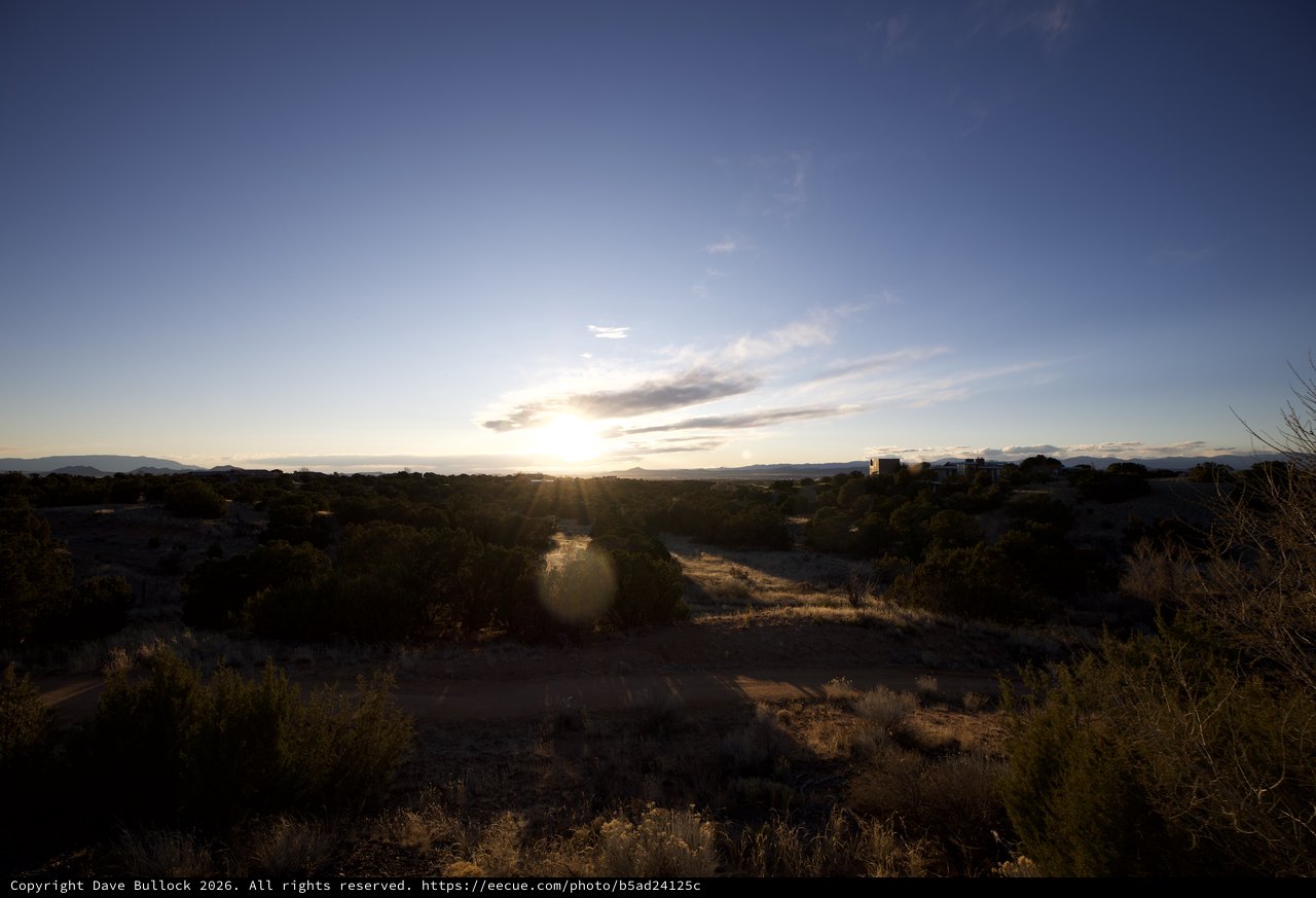 Golden Sunset Over Desert Wetlands and Scrubland