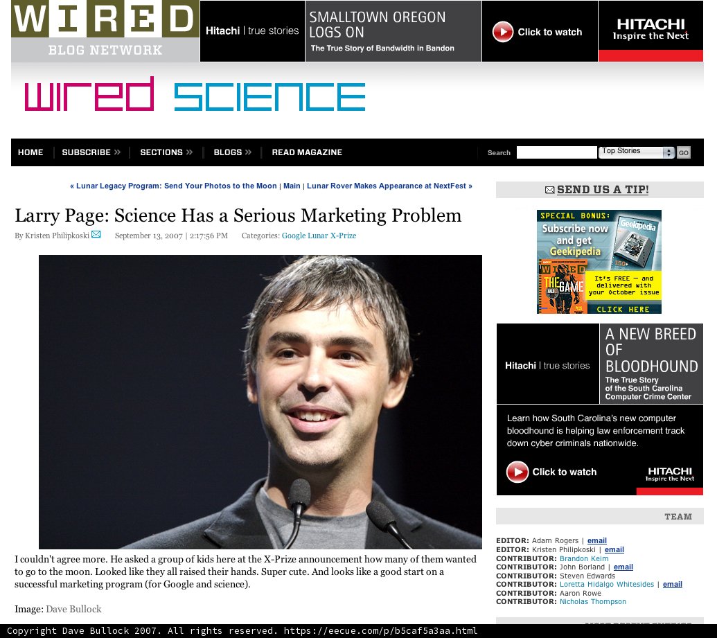 Larry Page Faces Challenges in Science Marketing