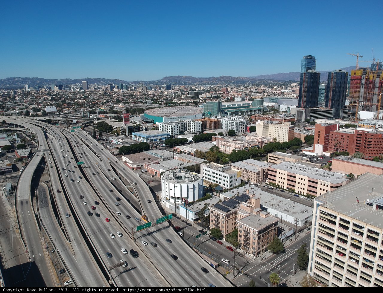 Urban Landscape: Aerial View of the Freeway and Skyscrapers