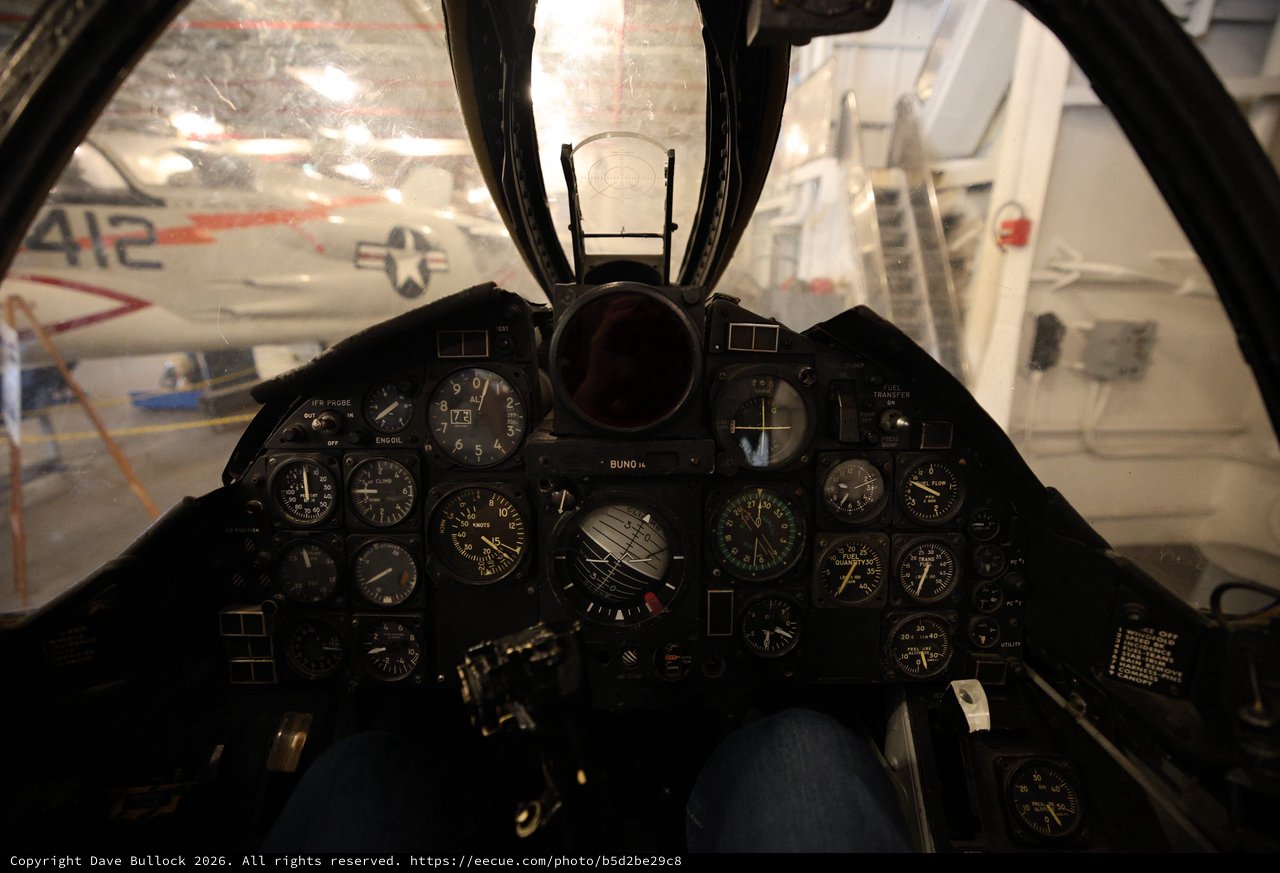 Vintage Fighter Jet Cockpit View at USS Hornet Museum