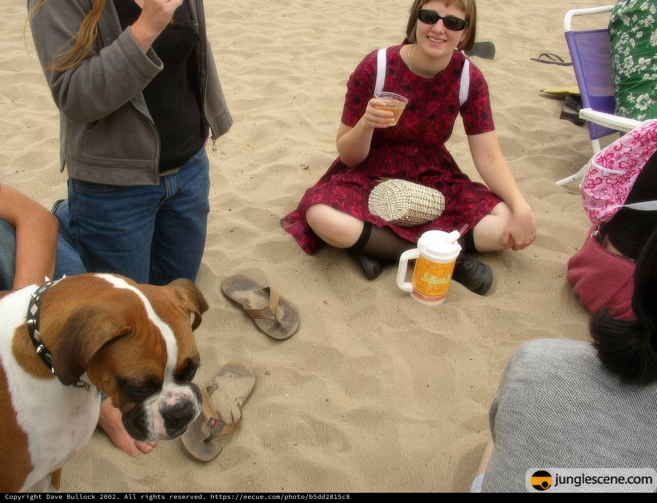Relaxing at the Beach with Man's Best Friend