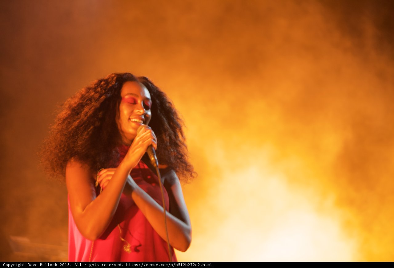 Solange Portrait Smiling Eyes Closed Golden Orange Haze