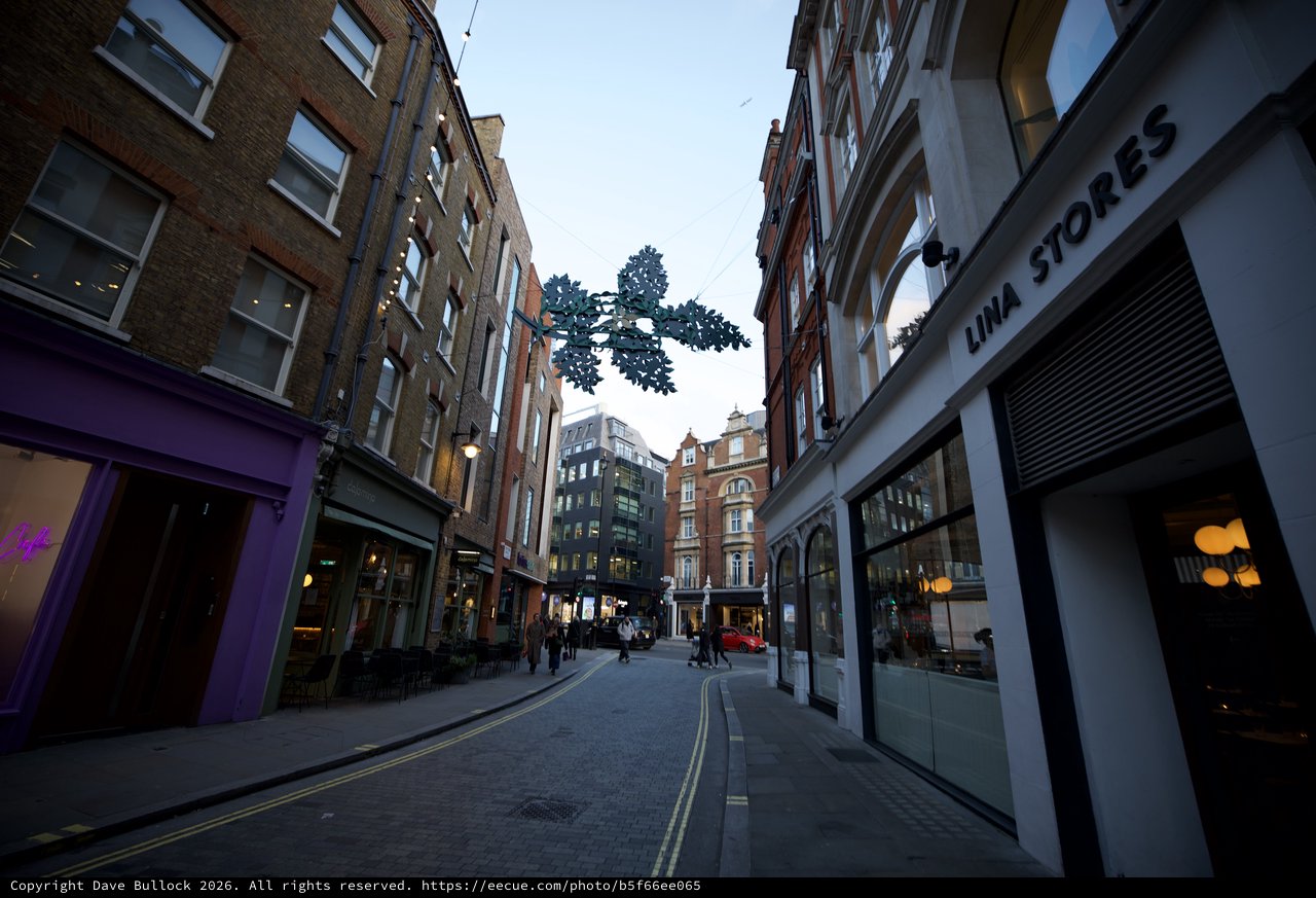 Festive Snowflake Decoration on London Shopping Street