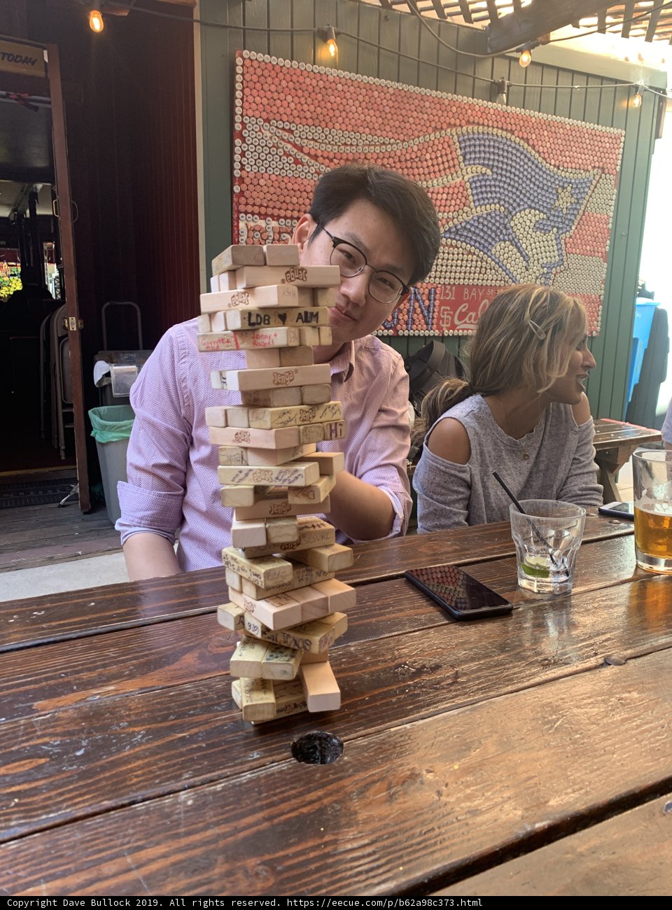 Tower of Blocks at a Wooden Table
