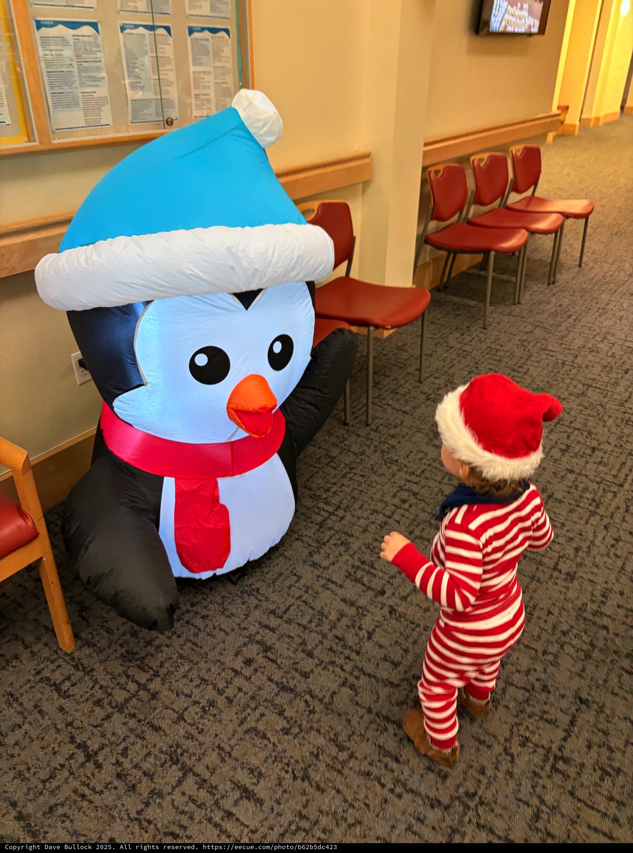 Magical Meeting Between Child and Inflatable Snowman