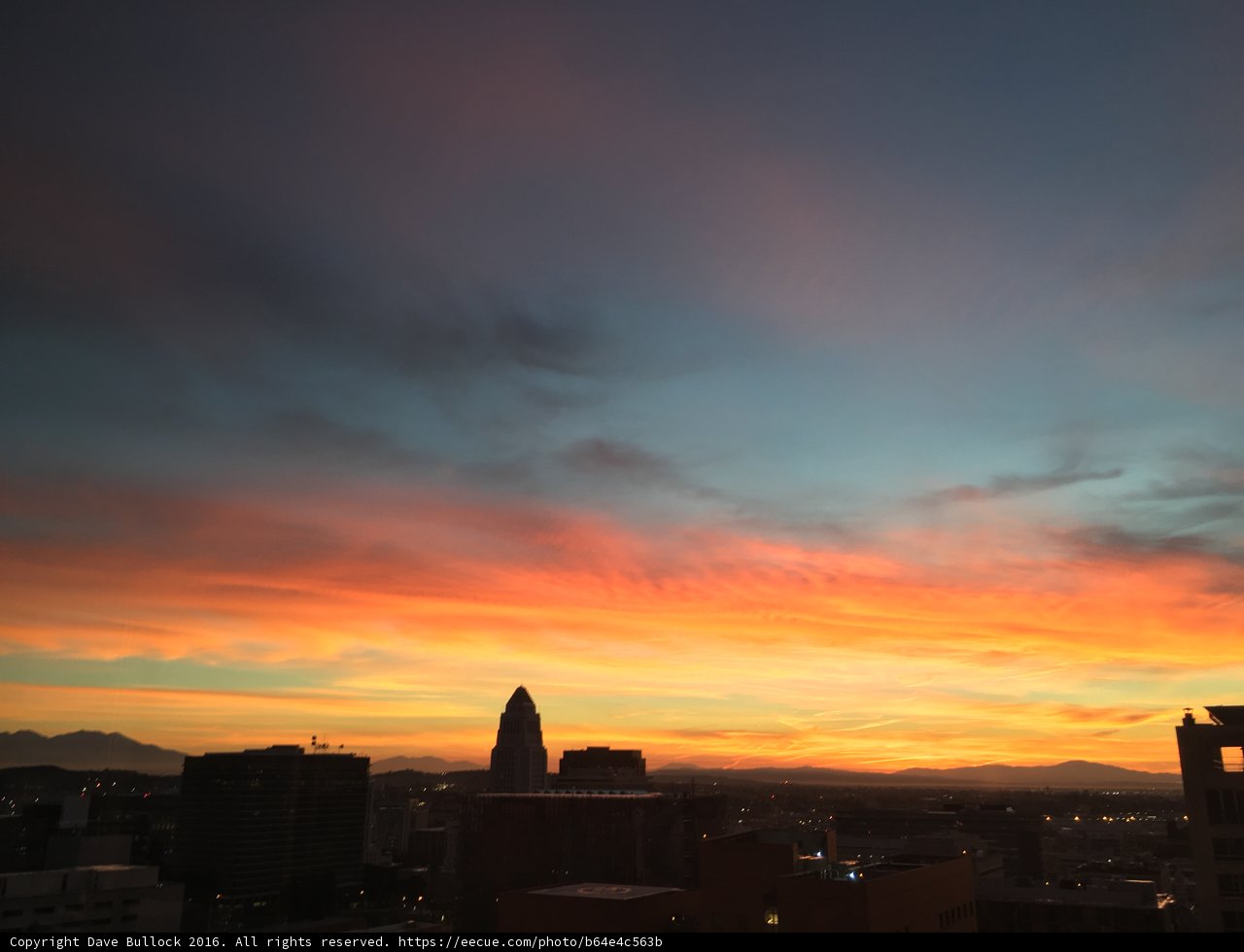 Sunset over Los Angeles Skyline