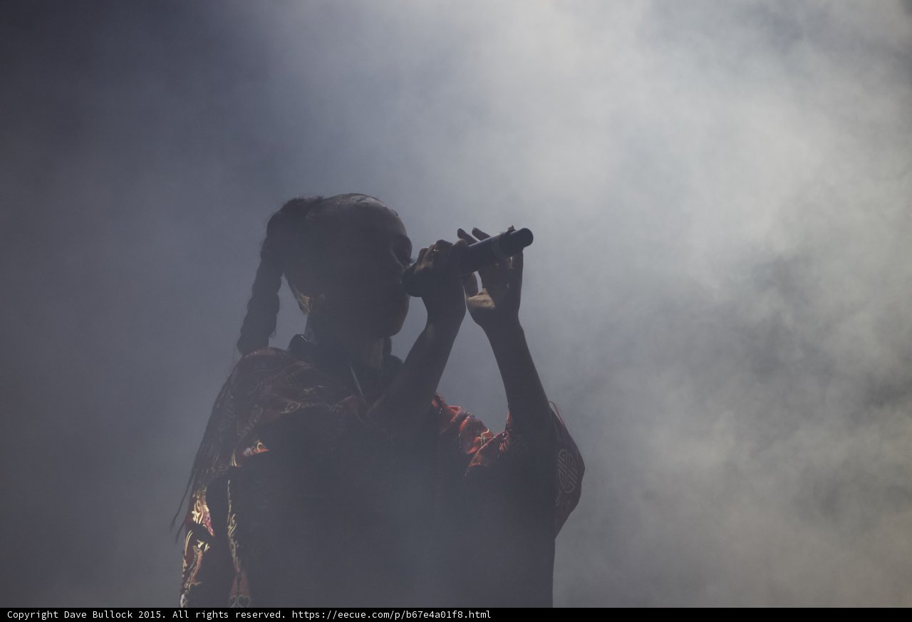 FKA twigs Silhouette Portrait Profile Singing Microphone Braided Ponytails Red Kimono Heavy White Backlit Haze Rings