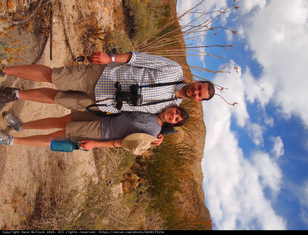 Couple Hiking in Desert Wilderness at Golden Hour
