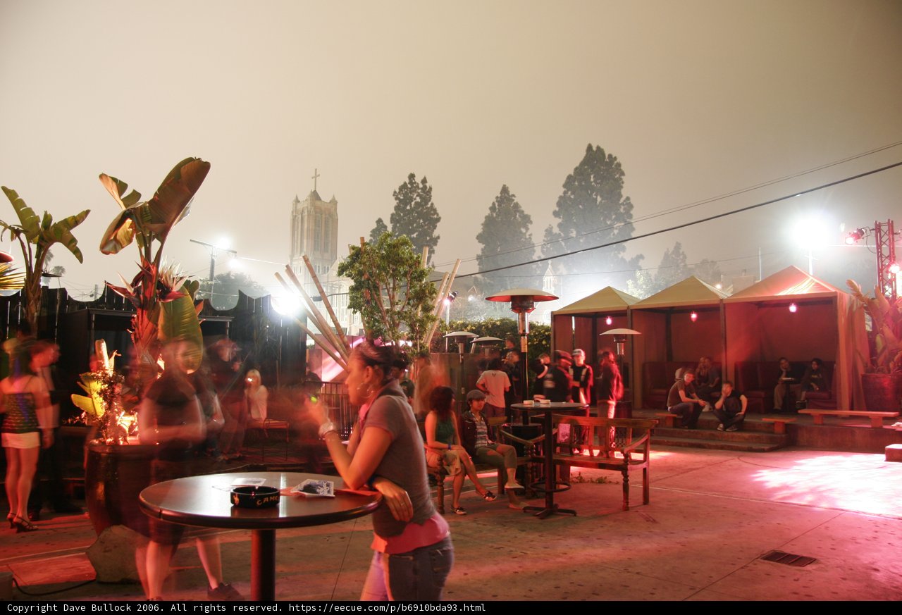 Nightlife at a Busy Urban Cafe