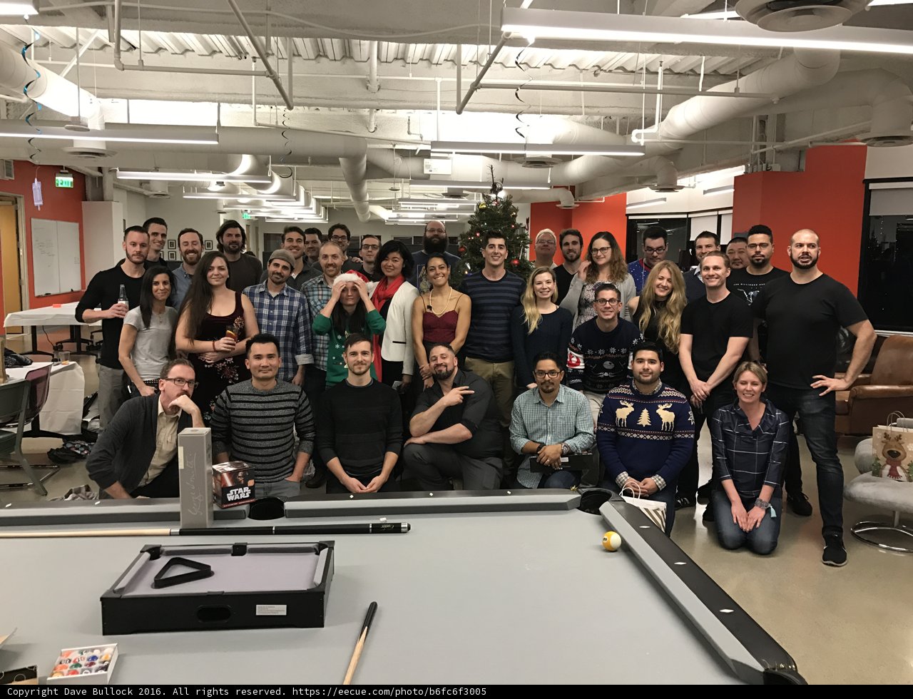Group Shot in front of the Pool Table
