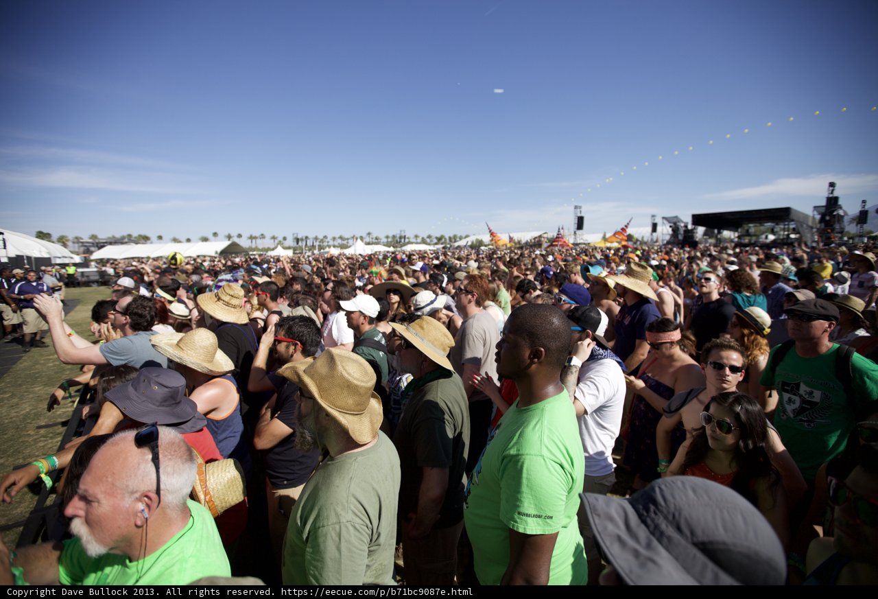 Coachella Crowd Under a Blue Sky