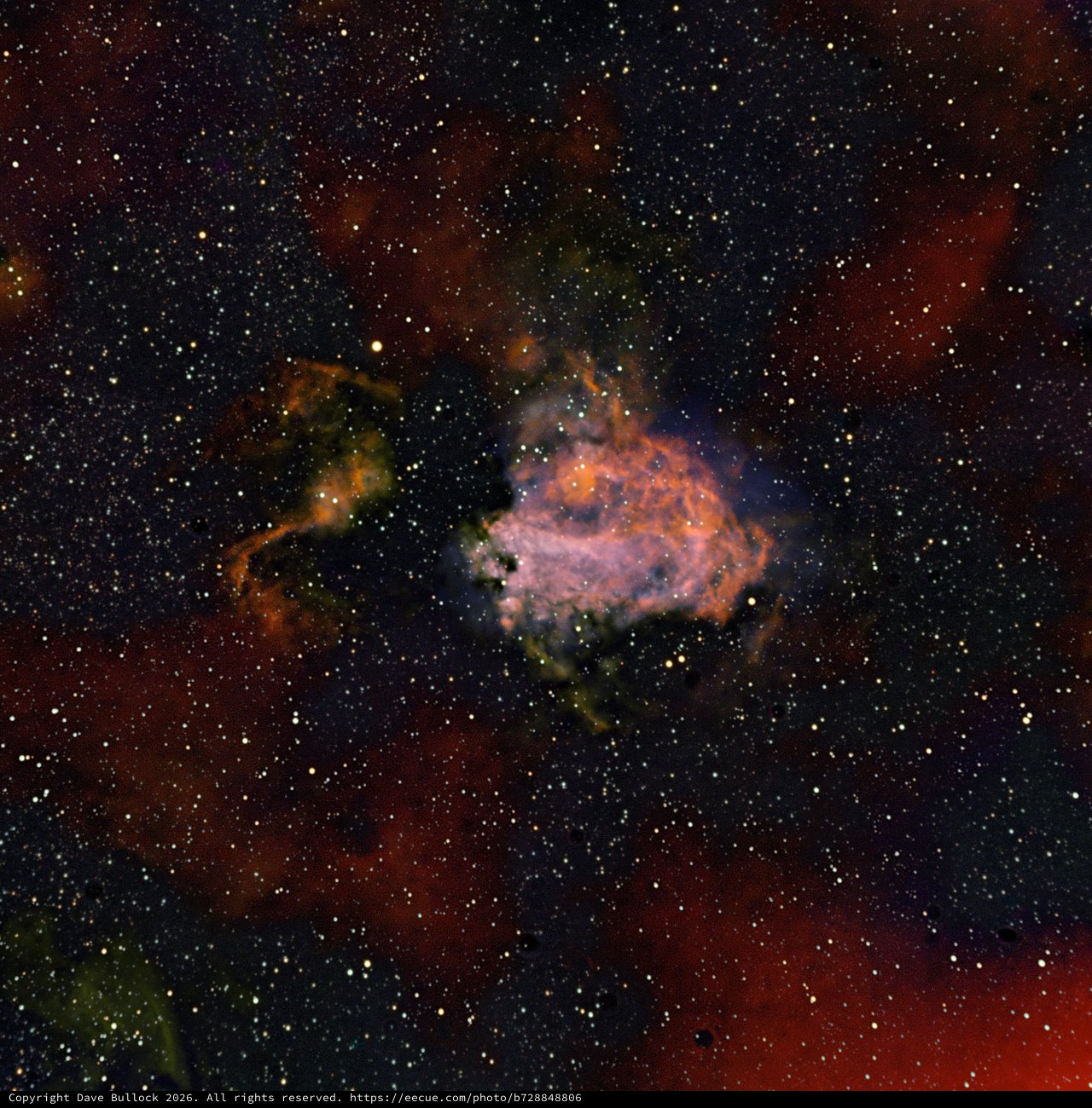 M17 Omega Nebula in SHO Narrowband Palette