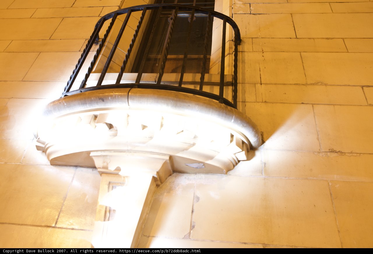 Illuminated Window in Architectural Setting