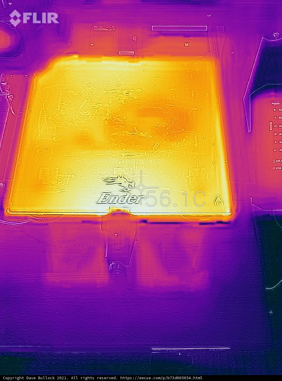 Thermal Image of 3D Printer Heated Bed