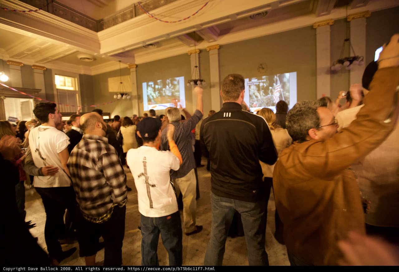 Election Day Crowd Gathers to Watch Video