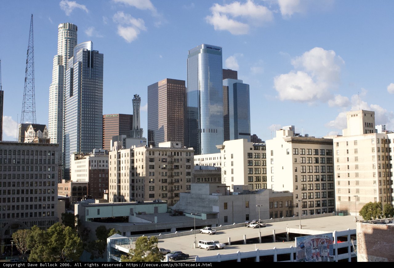 Sky-high view of Los Angeles skyline