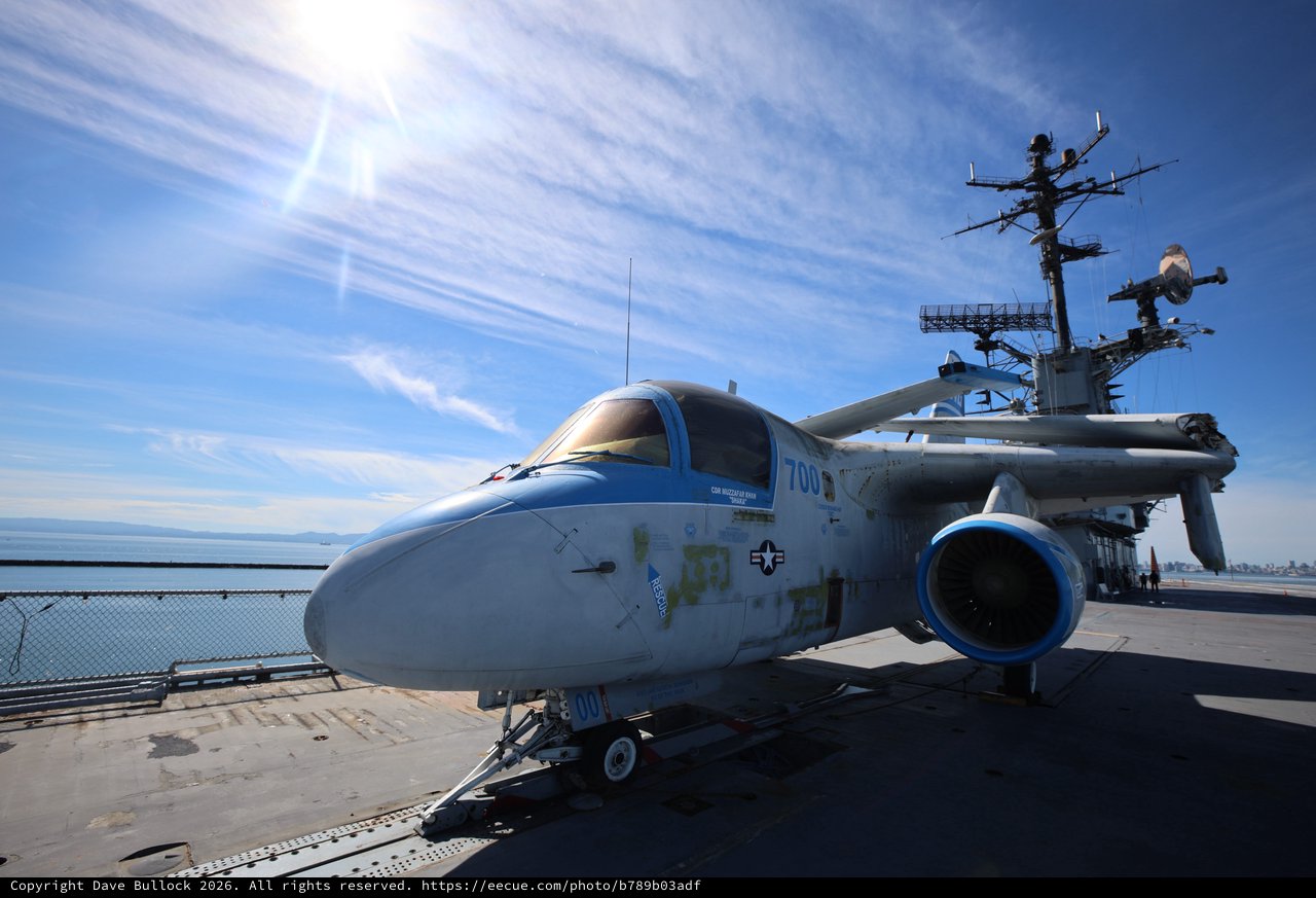 Vintage Navy Fighter Jet on USS Hornet Aircraft Carrier
