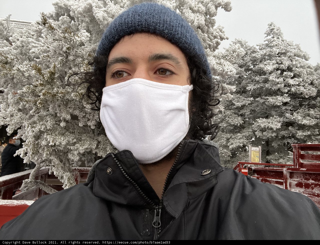 Snowy masked man