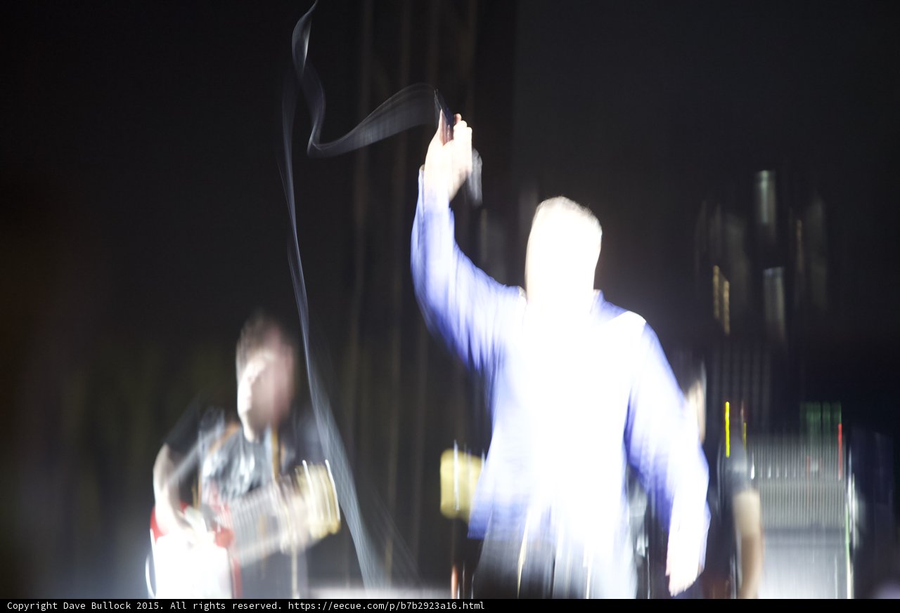 Morrissey Heavy Motion Blur Swinging Shirt Overhead Blue Shirt Guitarist Dark Stage Abstract