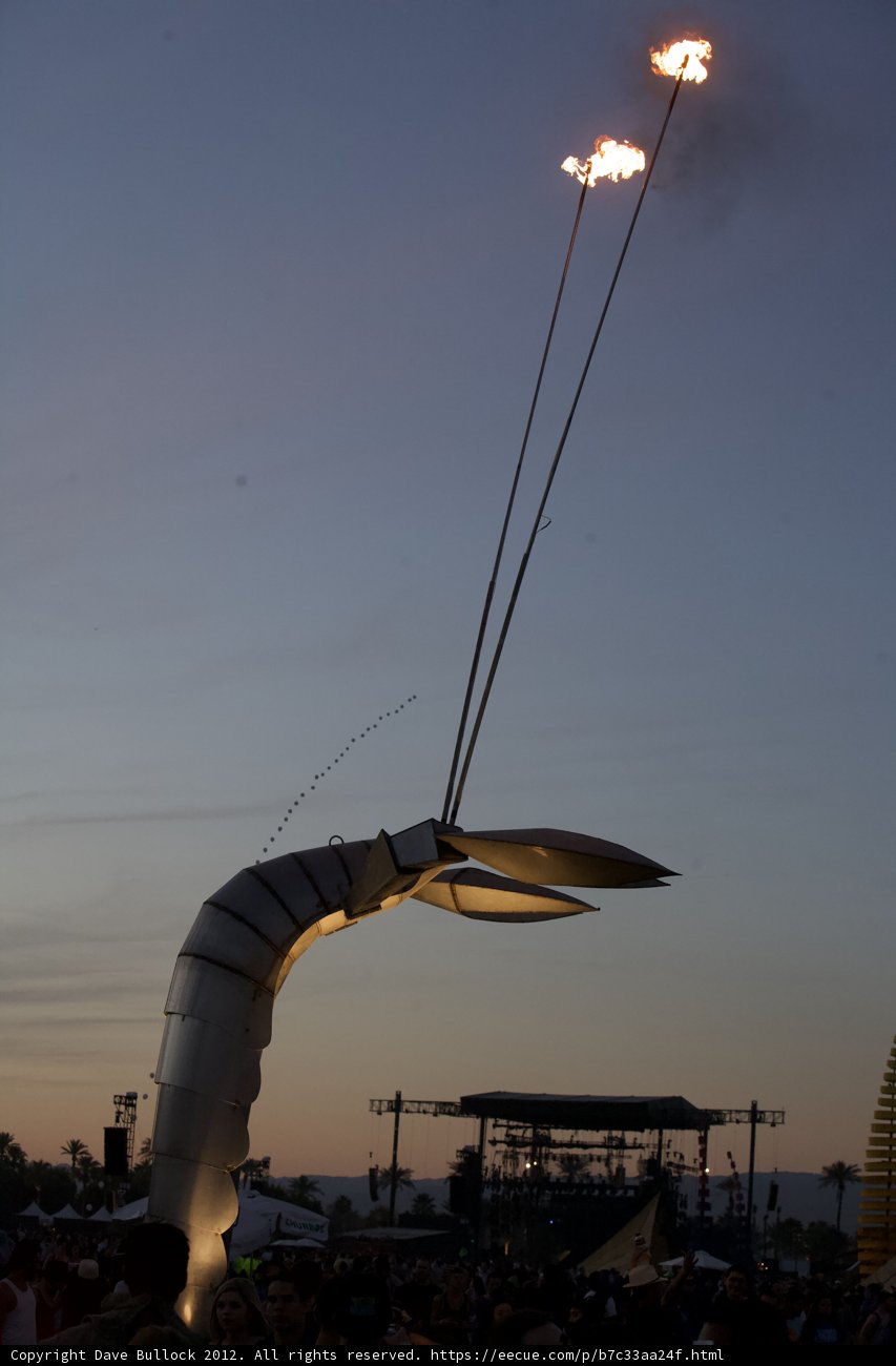 The Flaming Lobster Sculpture at Coachella