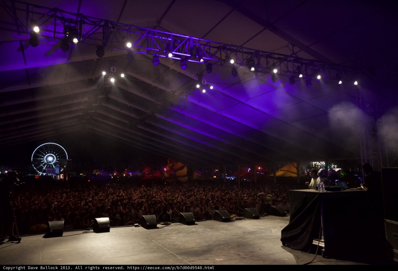 Purple Spotlight on DJ's Stage
