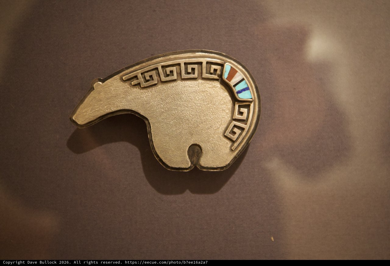 Native American Bear Fetish Pin with Inlay Work