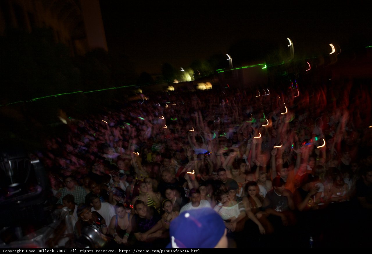 Nightclub Crowd with Neon Lights