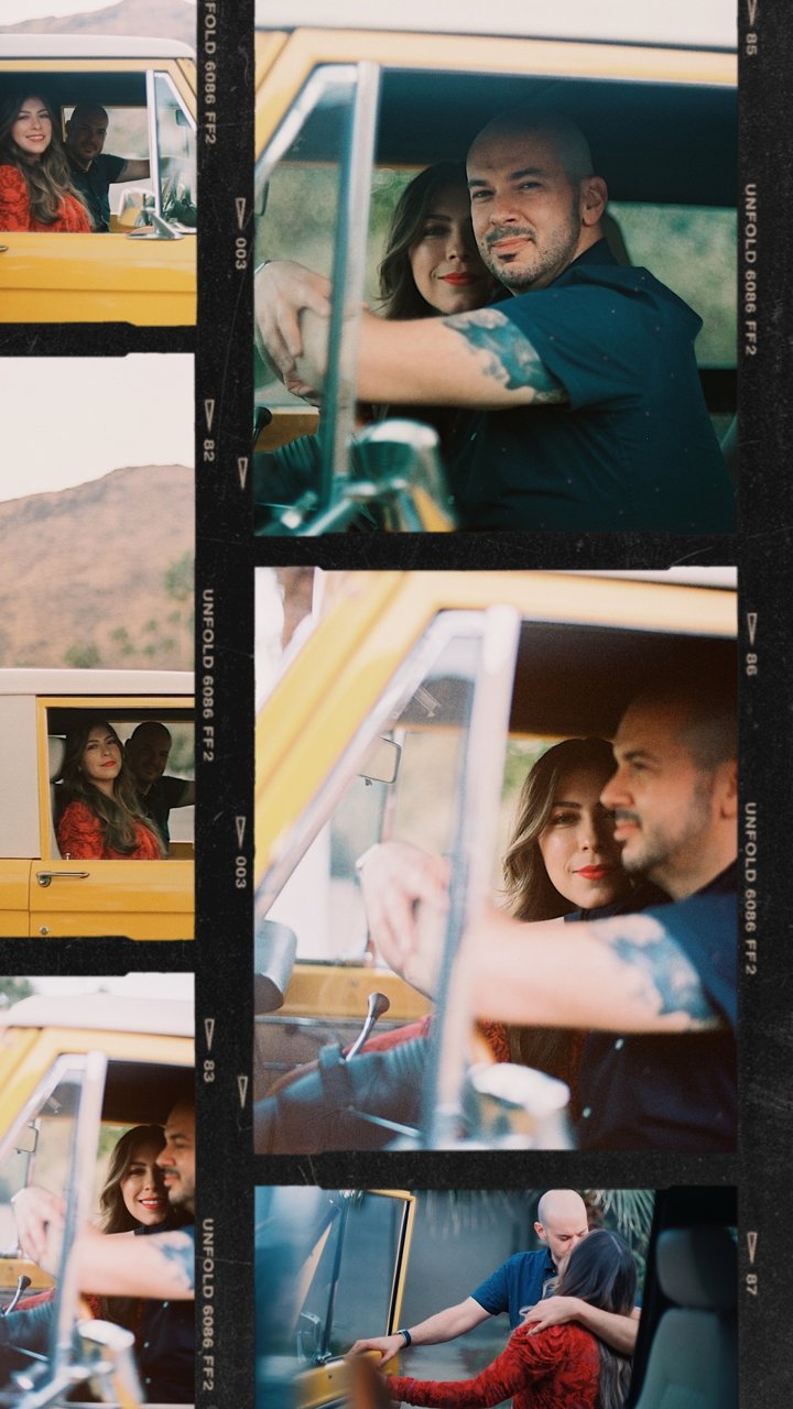 Vintage Film Strip of Couples in Car