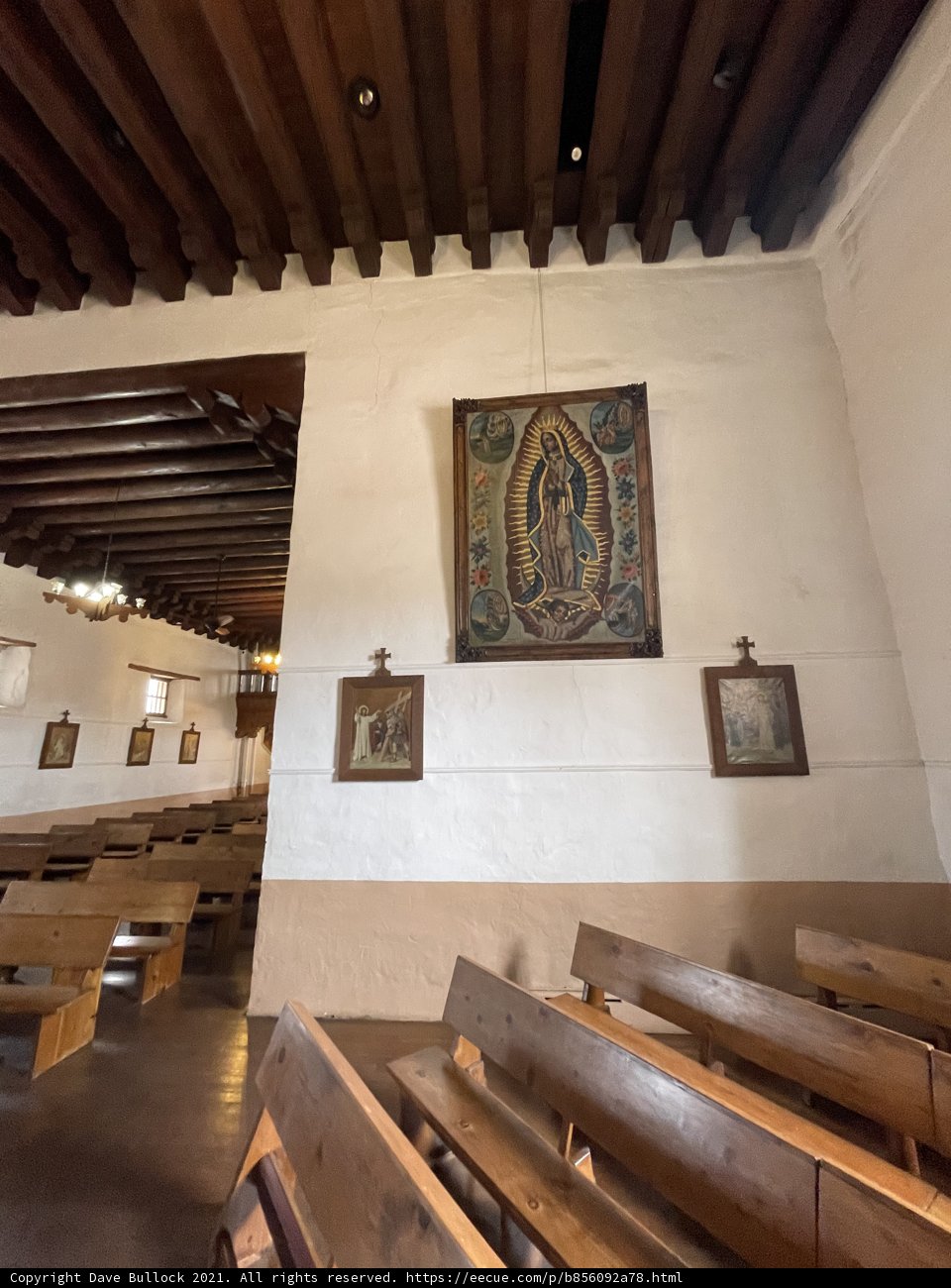 A Serene Interior of a Mission Chapel in Santa Fe