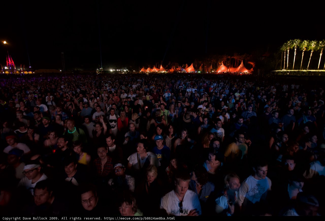Nighttime Crowd at Coachella Music Festival