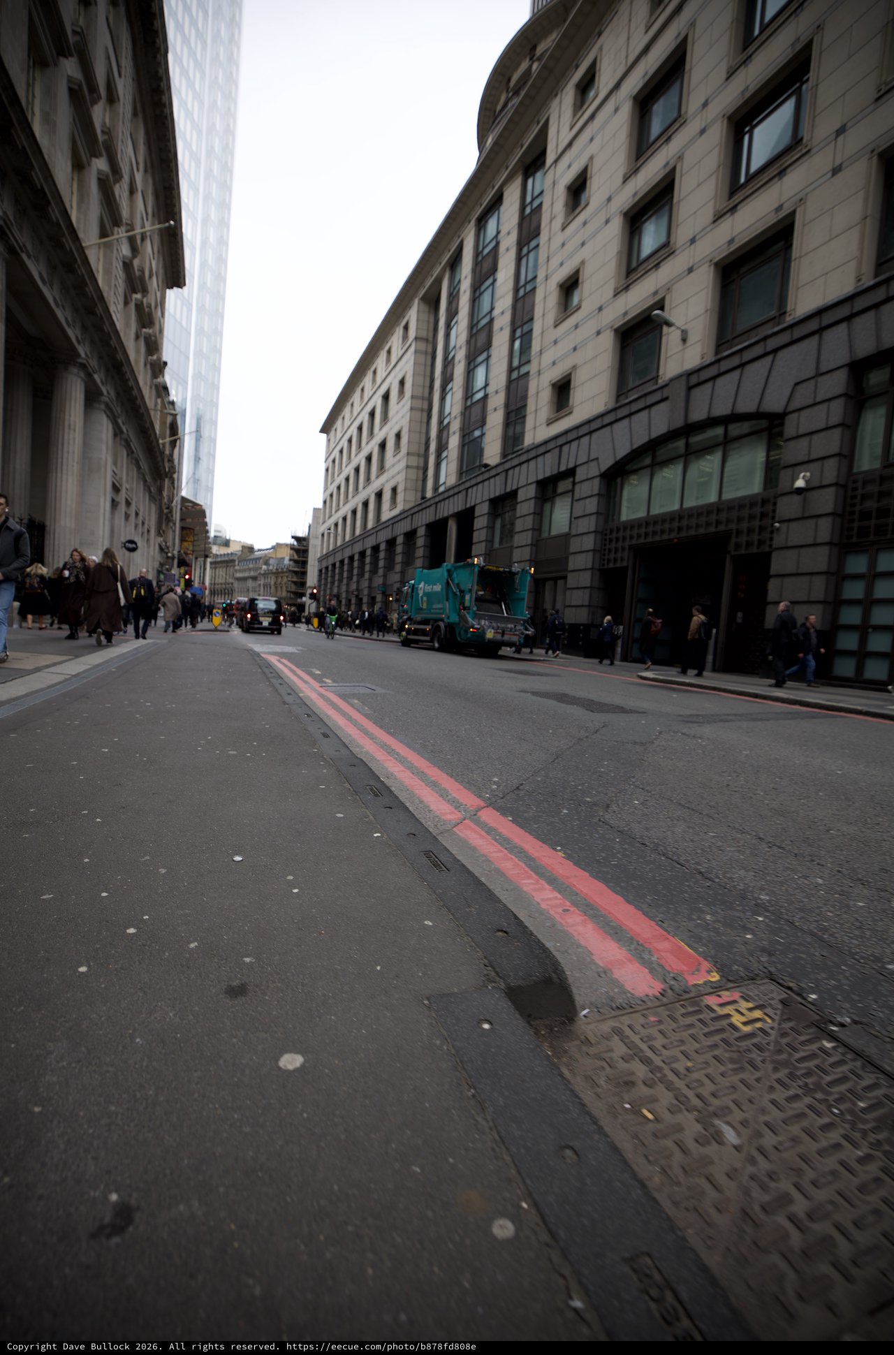 Urban Street View with Red Lines in London