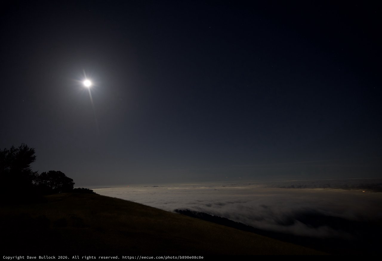 Moonlit Sea of Clouds Above Mount Diablo