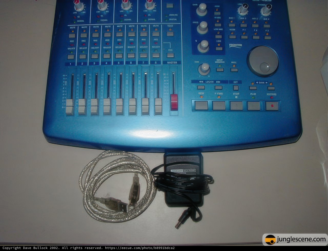 Blue Mixer with Microphone and Cord