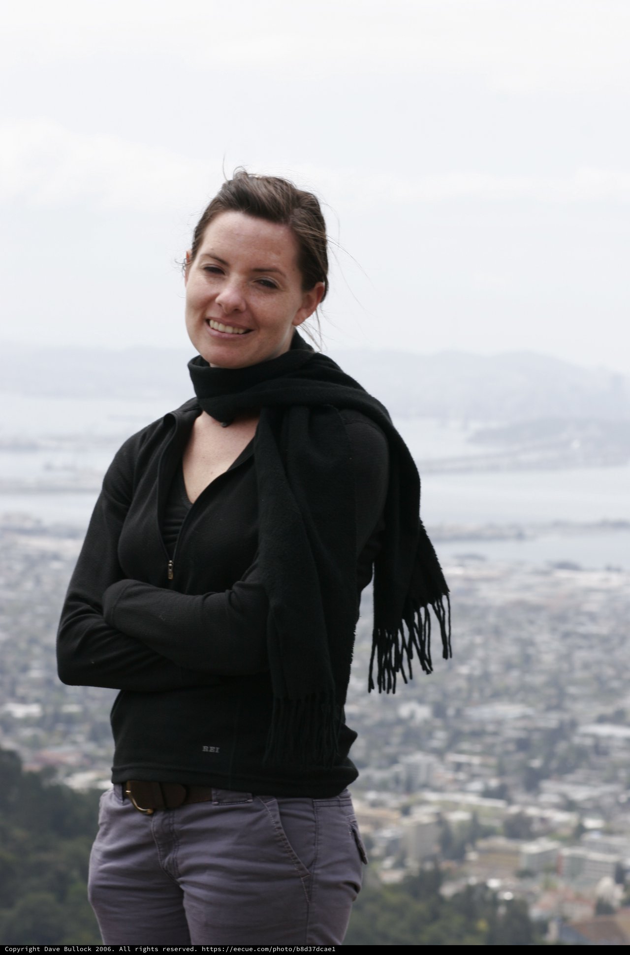 Woman Smiling Atop Berkeley Hills Overlooking Bay