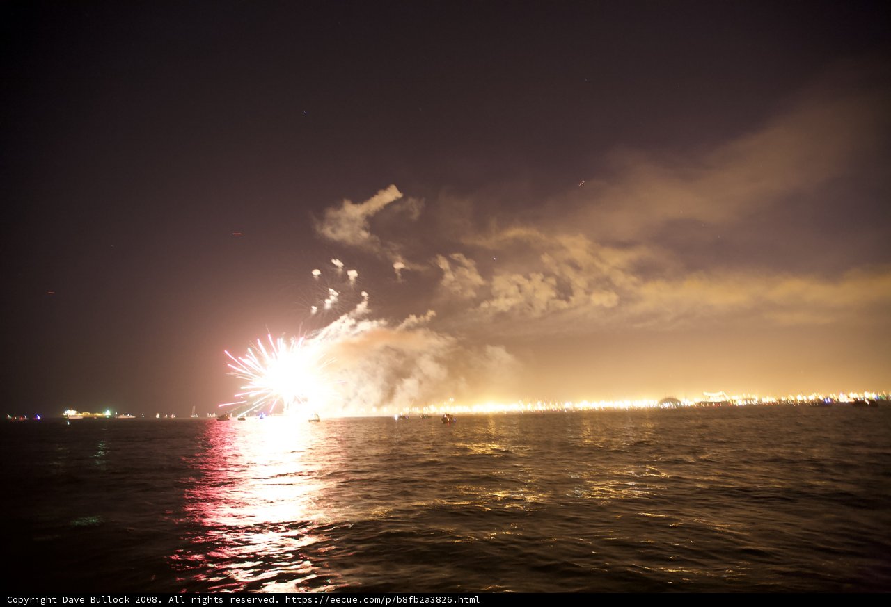 Flares and Fireworks by the Ocean