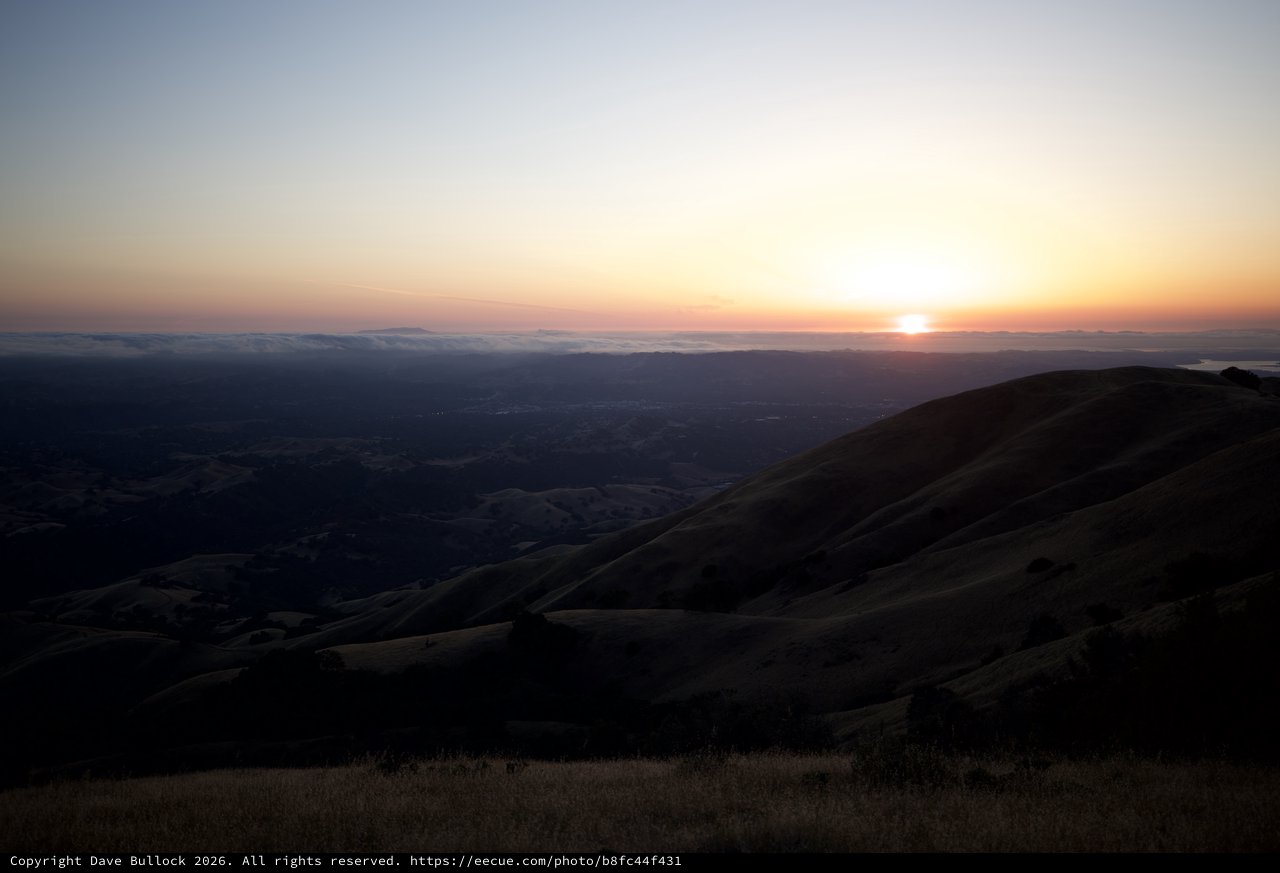 Golden Sunset Over the Bay Area from Mount Diablo