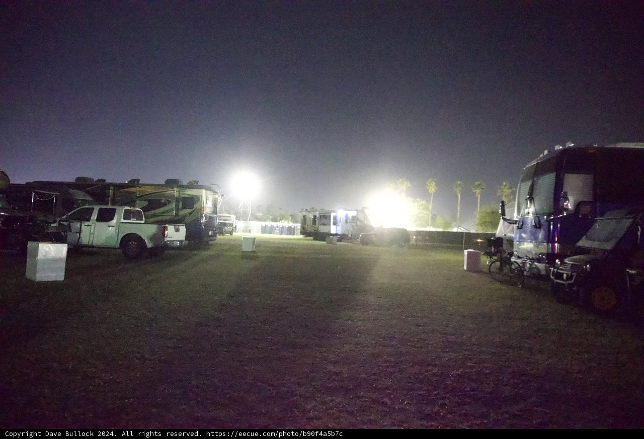 Illuminated Nighttime Oasis: Coachella 2024 Campground