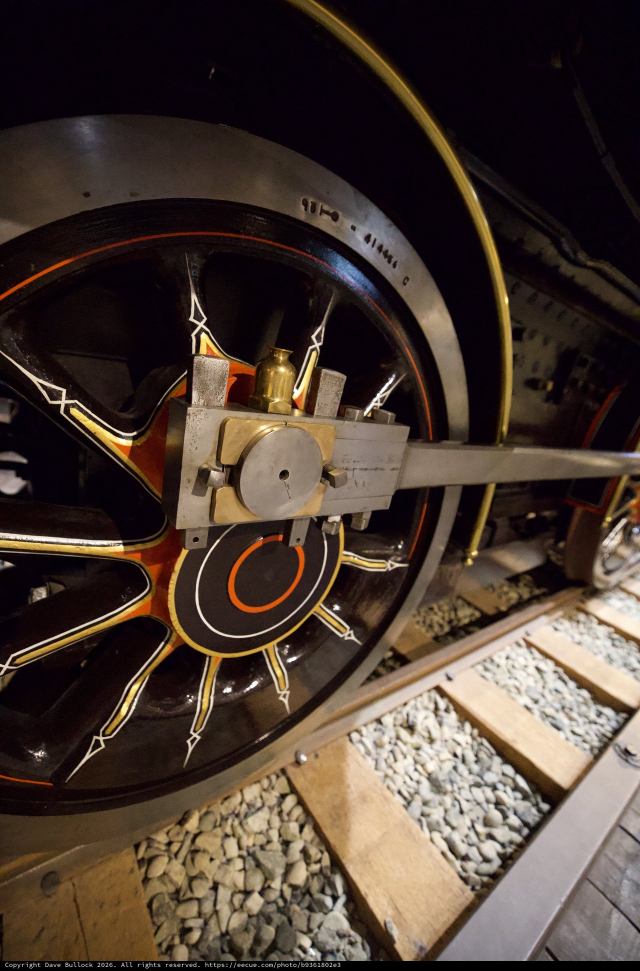 Ornate Steam Locomotive Driving Wheel and Connecting Rod Detail