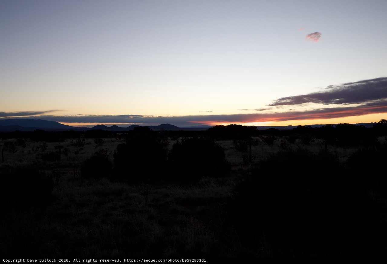 Desert Sunset Over Mountain Silhouettes in New Mexico