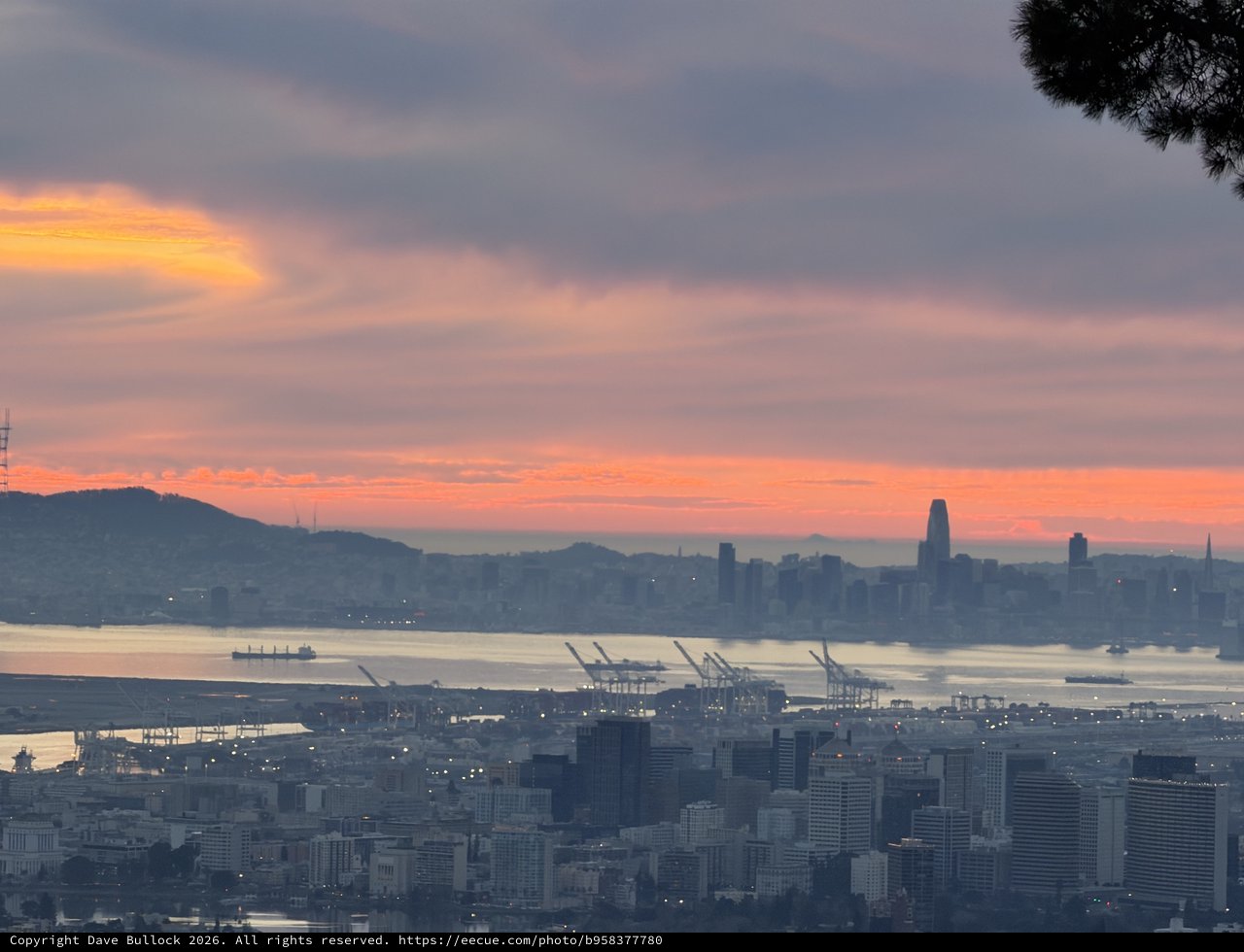 San Francisco Bay at Twilight from Oakland Hills