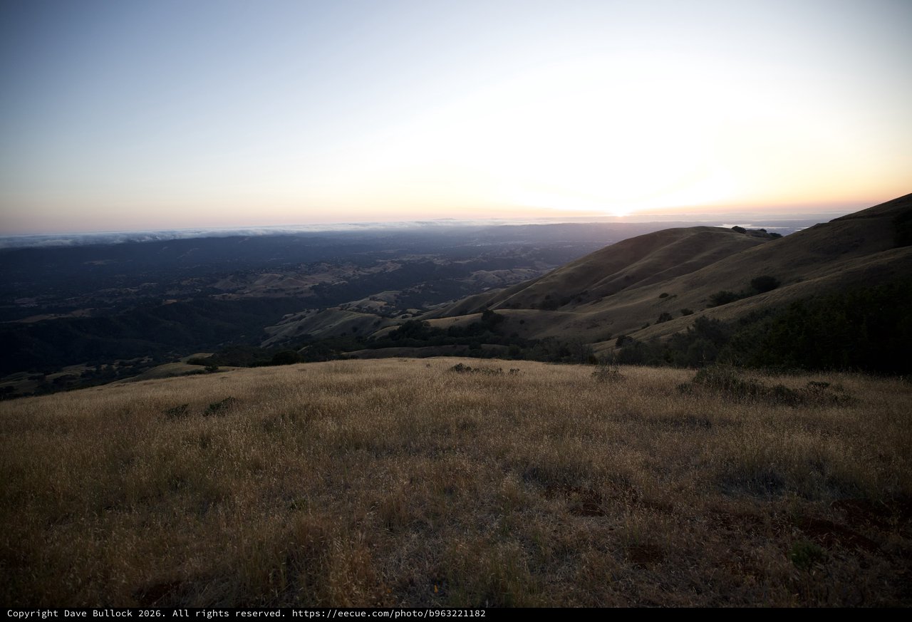 Golden Hills Descend Toward San Francisco Bay at Dusk