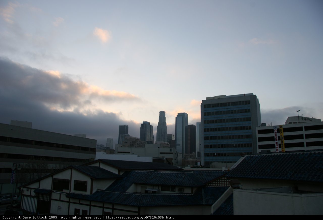 View of City Skyline from Rooftop
