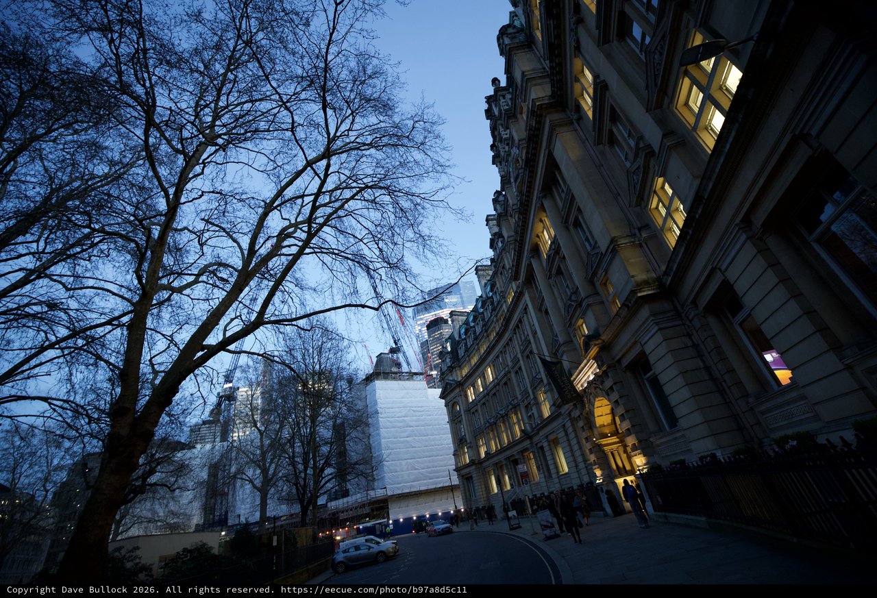 London Building Under Construction at Dusk