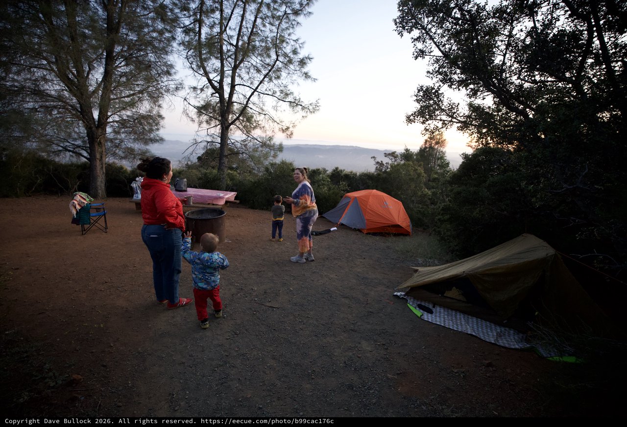 Family Camping at Dusk on Mount Diablo