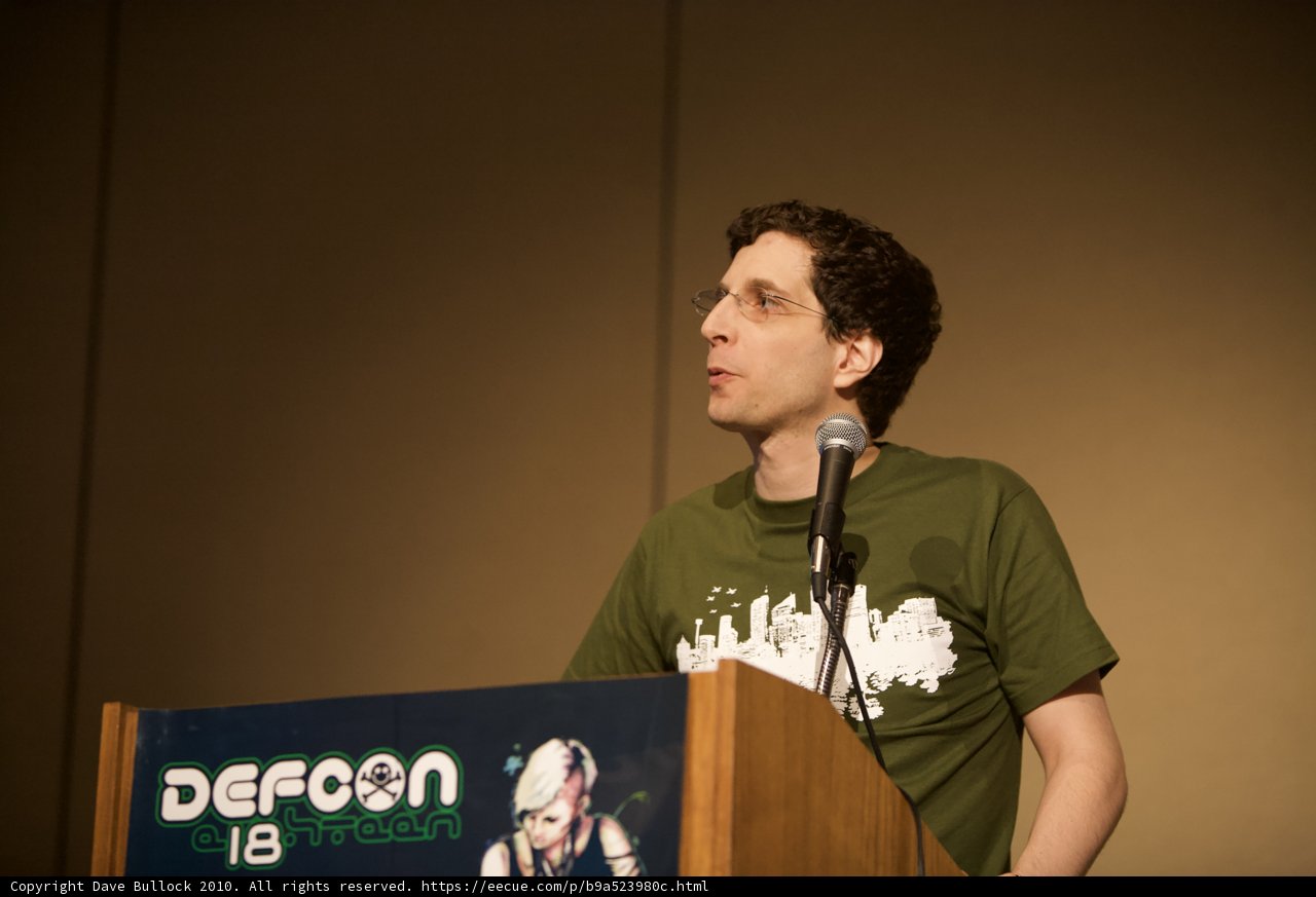 Keynote Speaker Addressing Crowd at Defcon 18