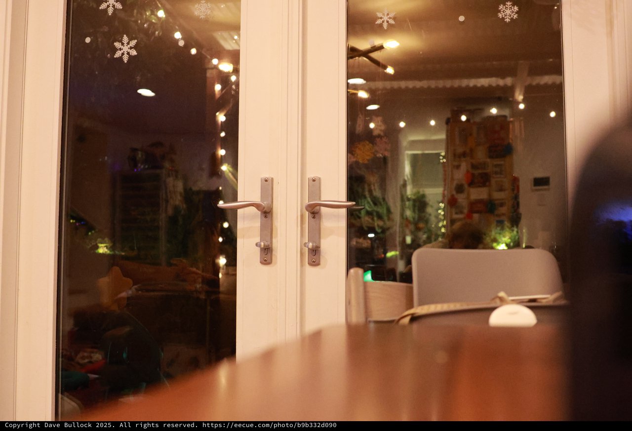 Cozy Christmas Evening Through French Doors