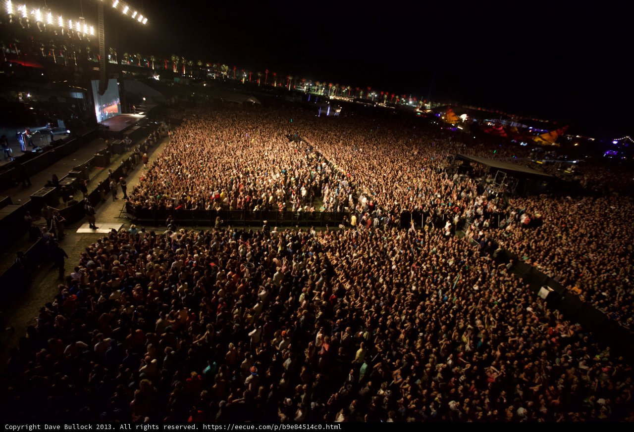 Coachella Concert Crowd at Night