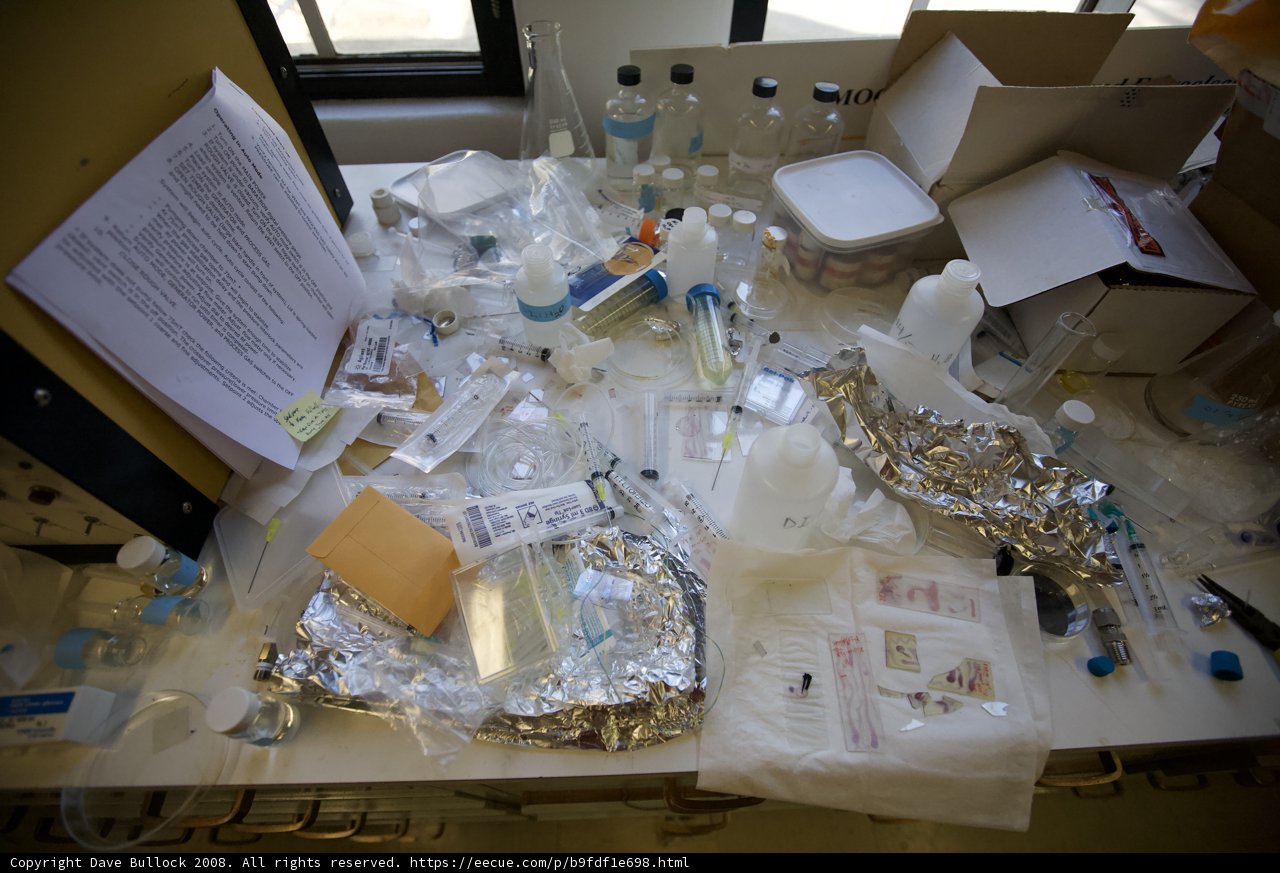 Lab Table with Various Items