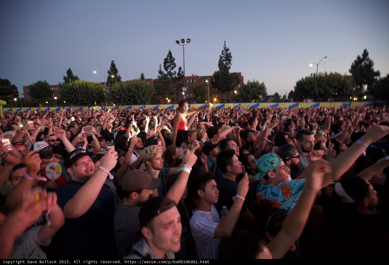 Woman on Shoulders Red Top Crowd